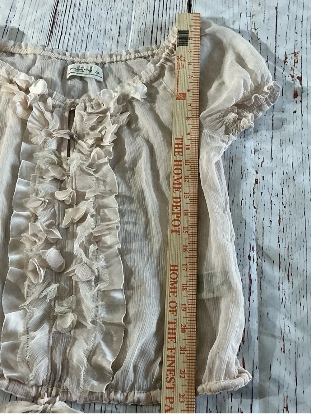 Abercrombie & Fitch Pale Pink Ruffle Front Blouse